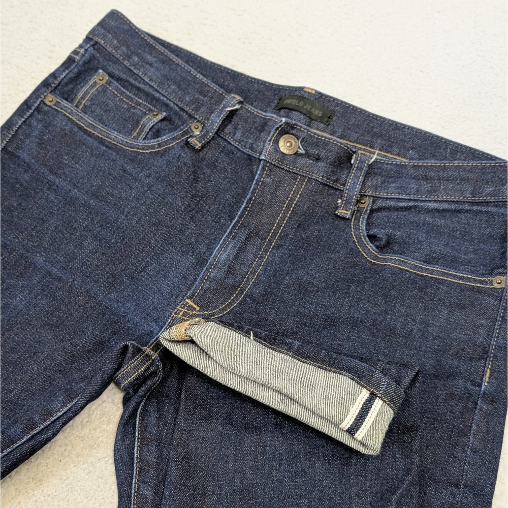 Uniqlo Selvedge Denim Low-Rise Jeans Mens Men's‎ 33x30 Blue Stretch Spandex